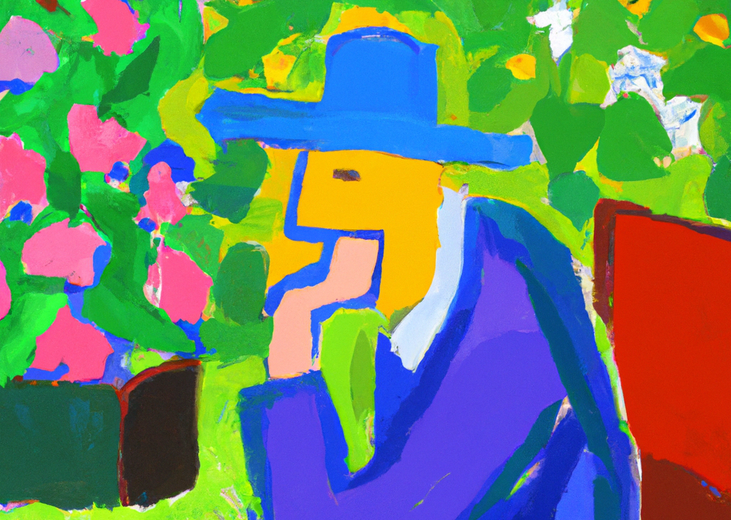 DALL·E 2022-12-19 22.11.07 – thinking in the garden oil painting matisse
